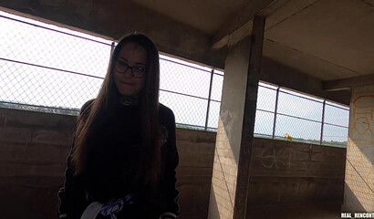 A Russian hottie gets fucked hard in anal by 2 guys from the neighborhood on the roof!