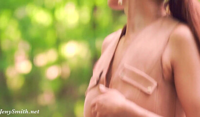 Plug me in. Jeny Smith twerking naked outdoor with a toy