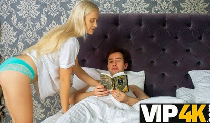 SISPORN. During dinner gal gives stepbro blowjob followed with sex on bed