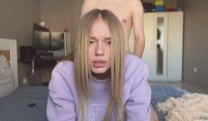 Cutie Shows Her Body And Helps Her Boyfriend Cum After Passionate Sex.